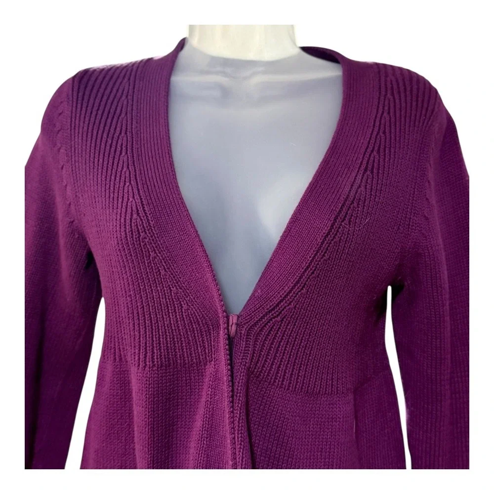 Boden Purple Ribbed 3/4 Sleeve‎ V Neck Cardigan Sweater Women's UK10 US6 - Picture 3 of 6